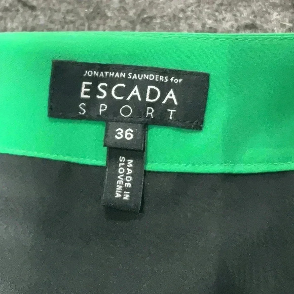 Escada Sport by Jonathan Saunders 100% Silk Blue & Green Pleated Skirt Size 36 - Picture 4 of 7